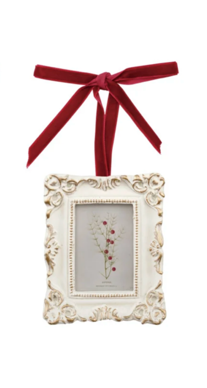Photo Frame Ornament with Velvet Ribbon, 3 Styles