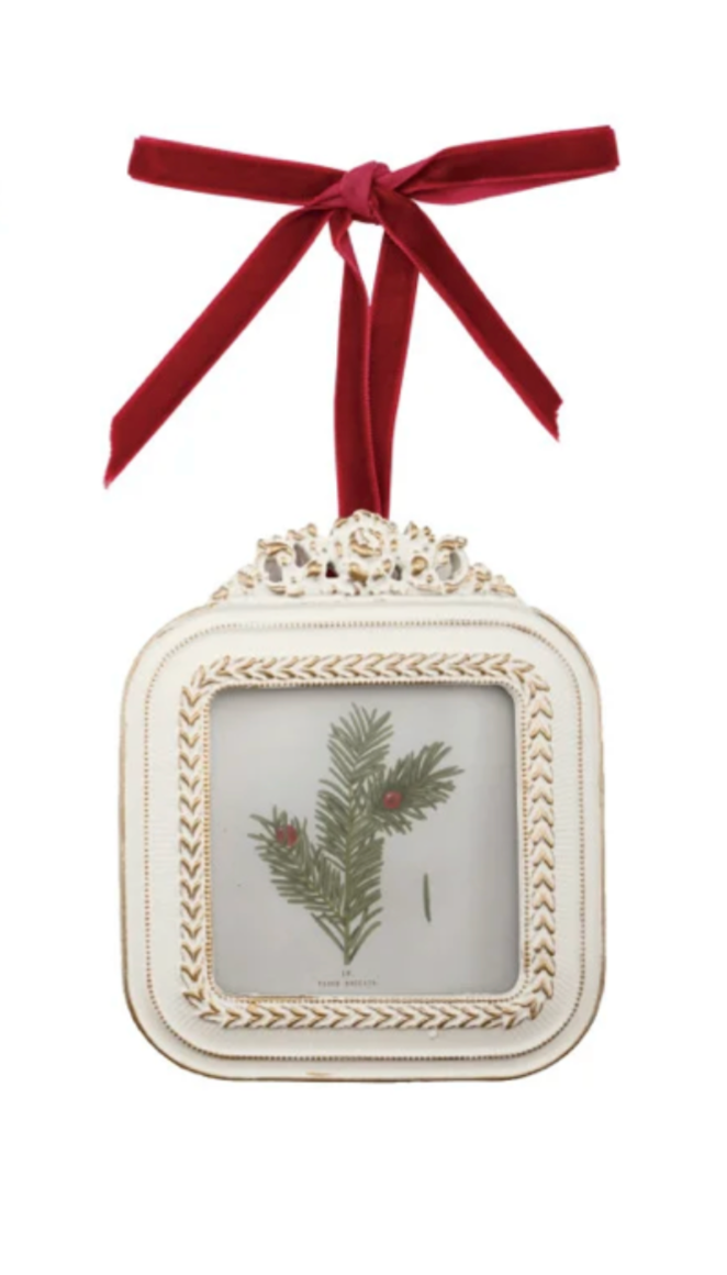 Photo Frame Ornament with Velvet Ribbon, 3 Styles