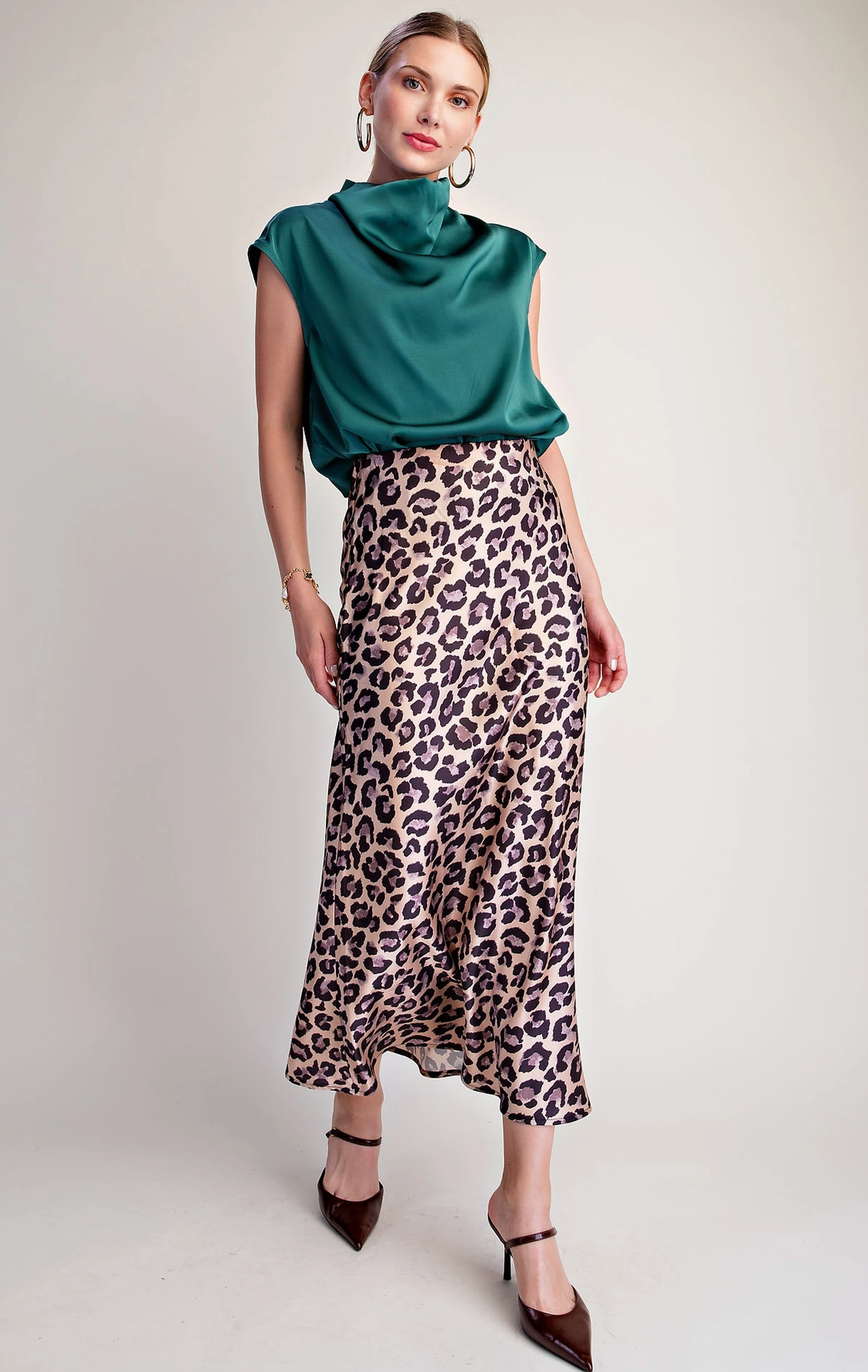 The Emery Satin Cowl Neck Top
