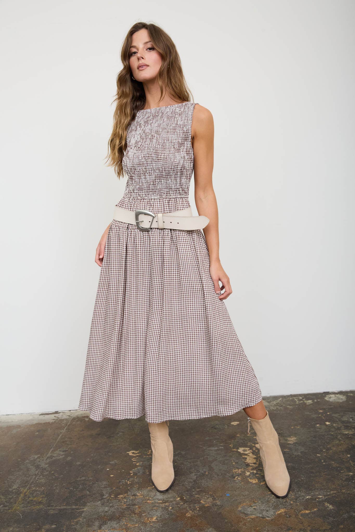 Porchside Gingham Midi Dress