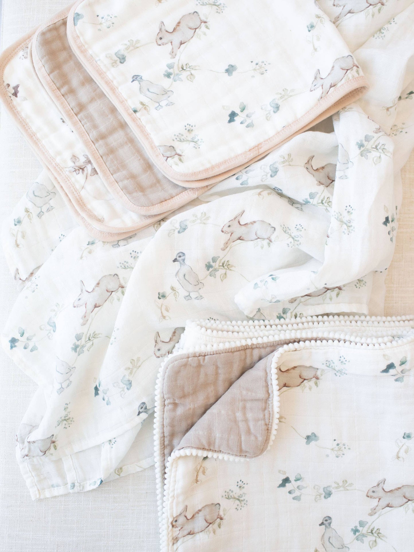 Organic Muslin Gauze Quilt Baby Blanket | Ivy Hollow Bunny