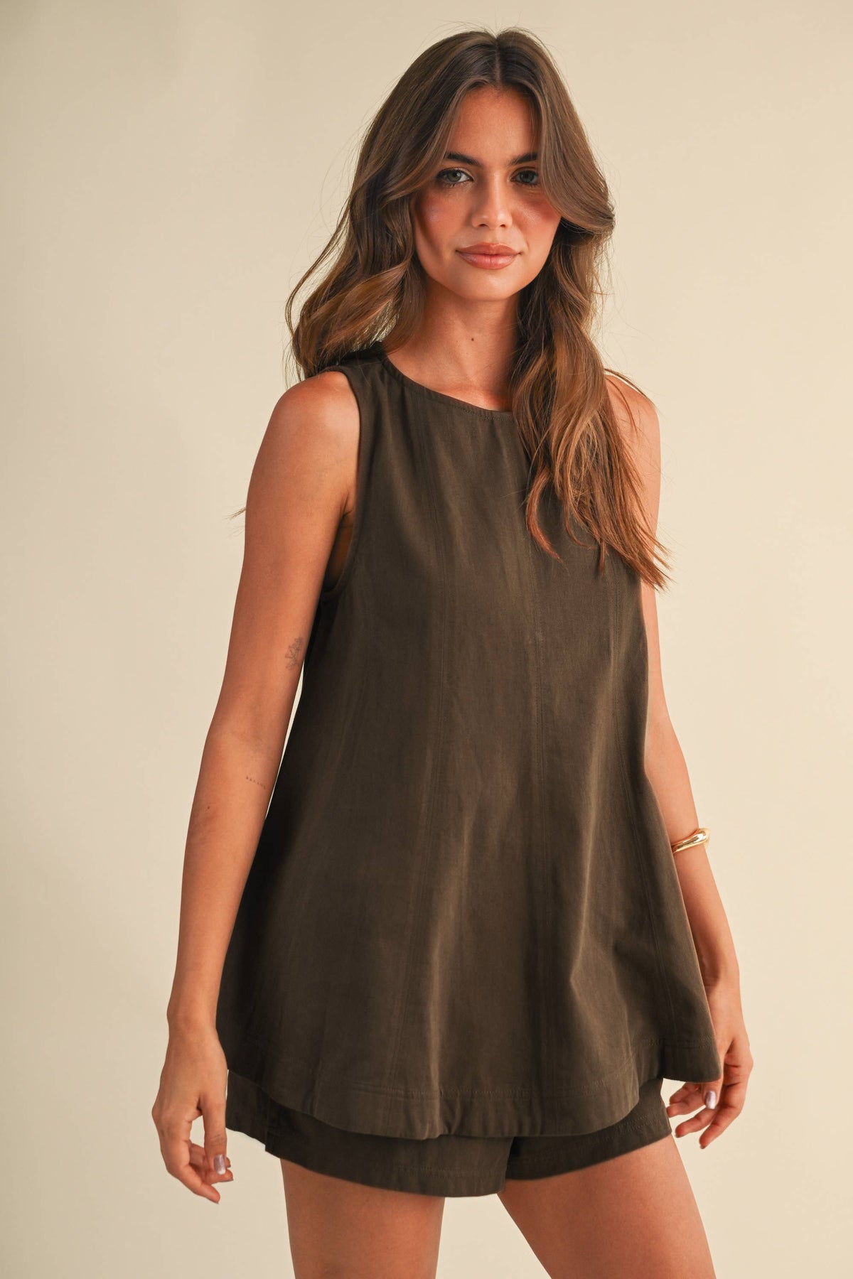 The Arden Brown Twill Short Set