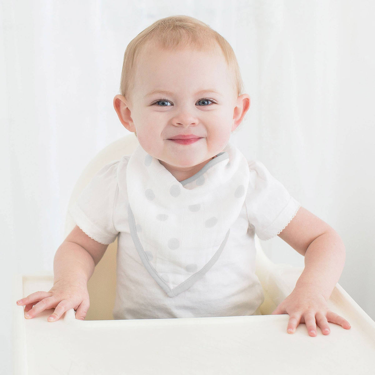 Muslin Bandana Bib, French Dots, Sterling