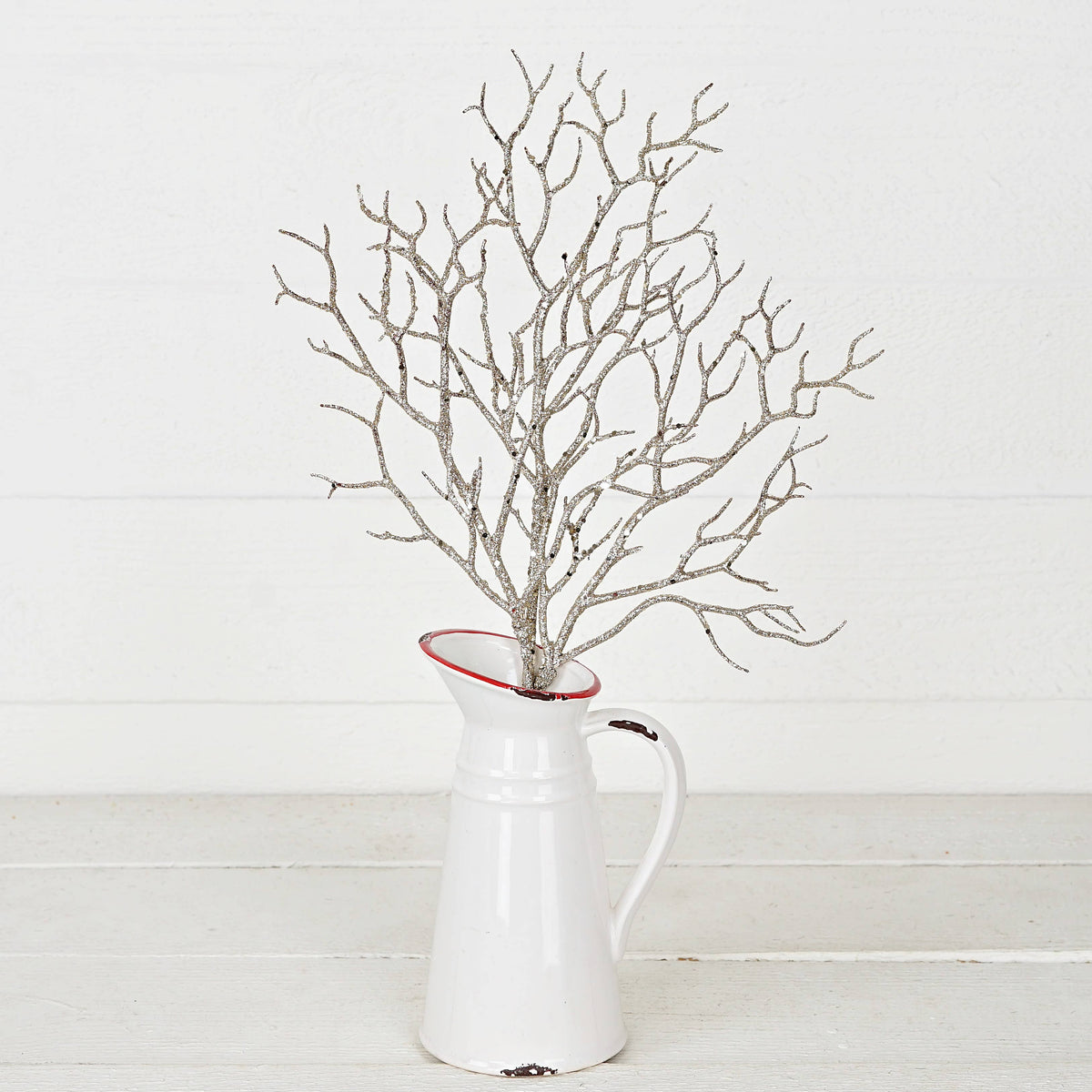 Champagne Glittered Twig Christmas Spray – 20"