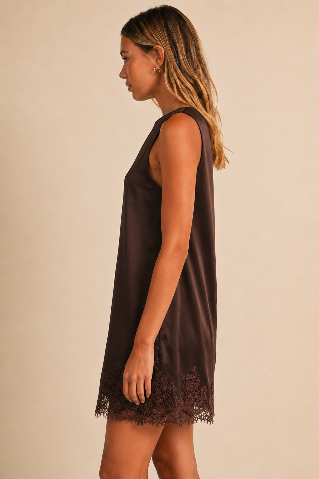 The Sloane Lace Trim Mini Dress.