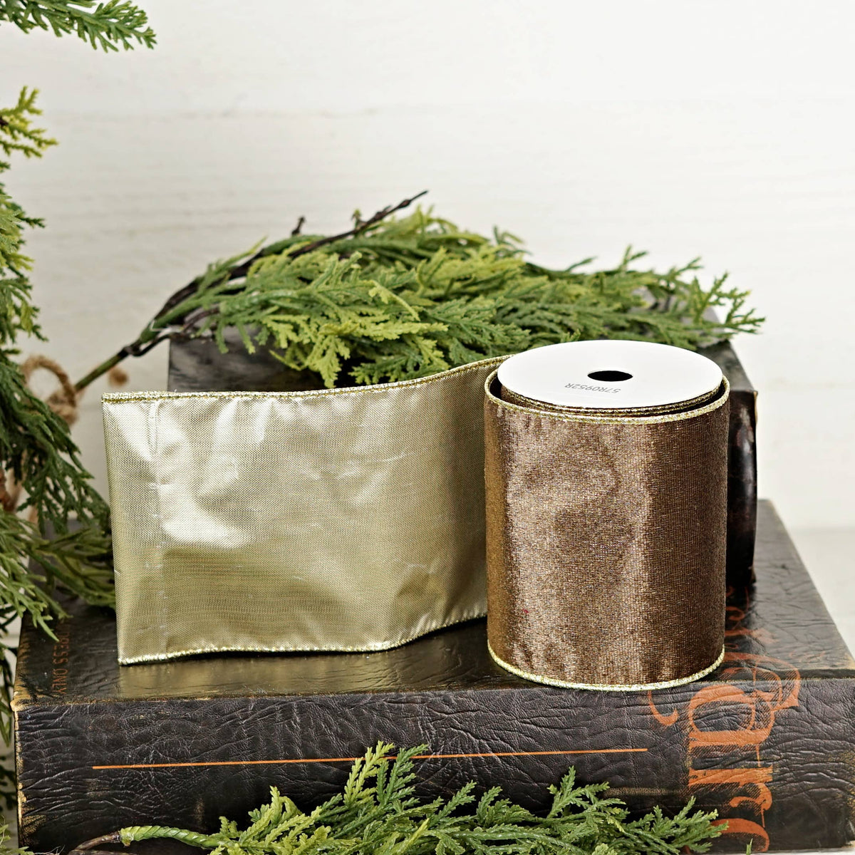 Cappuccino Velvet Wired Christmas Ribbon – 4" x 10 Yards