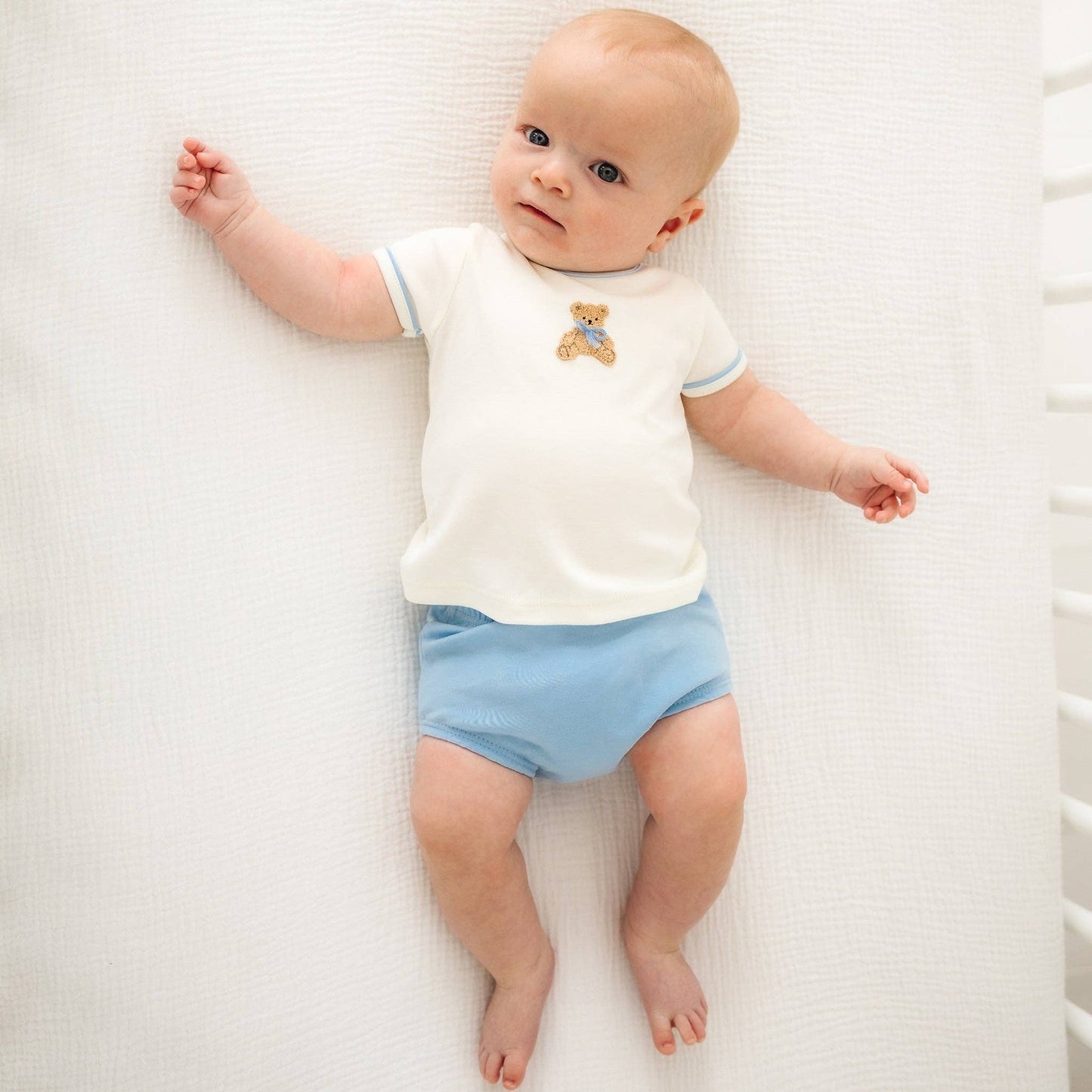 Bear Hugs Diaper Cover Set - Sky