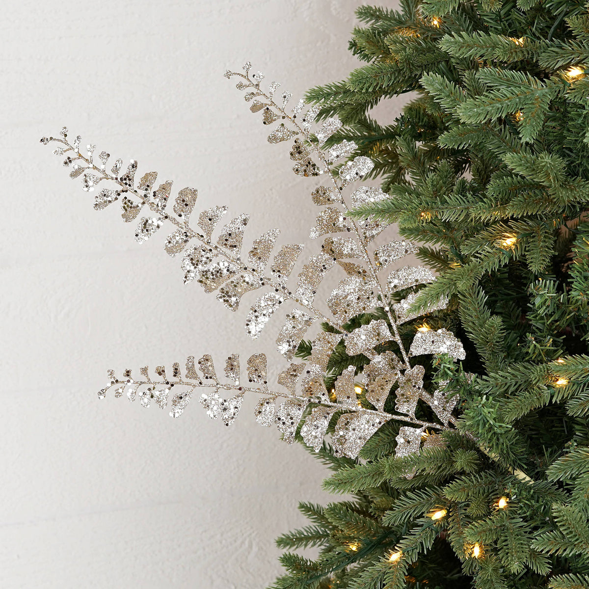 25in Branch-Champagne Glittered Ferns