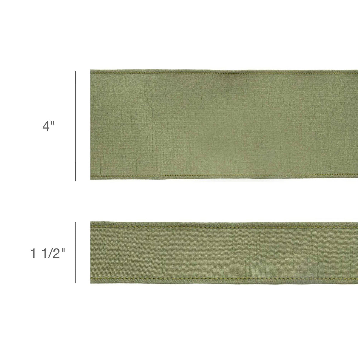 1 1/2" Wired Double-fused Dupioni Ribbon | Red/Moss Green | 10 Yard Roll