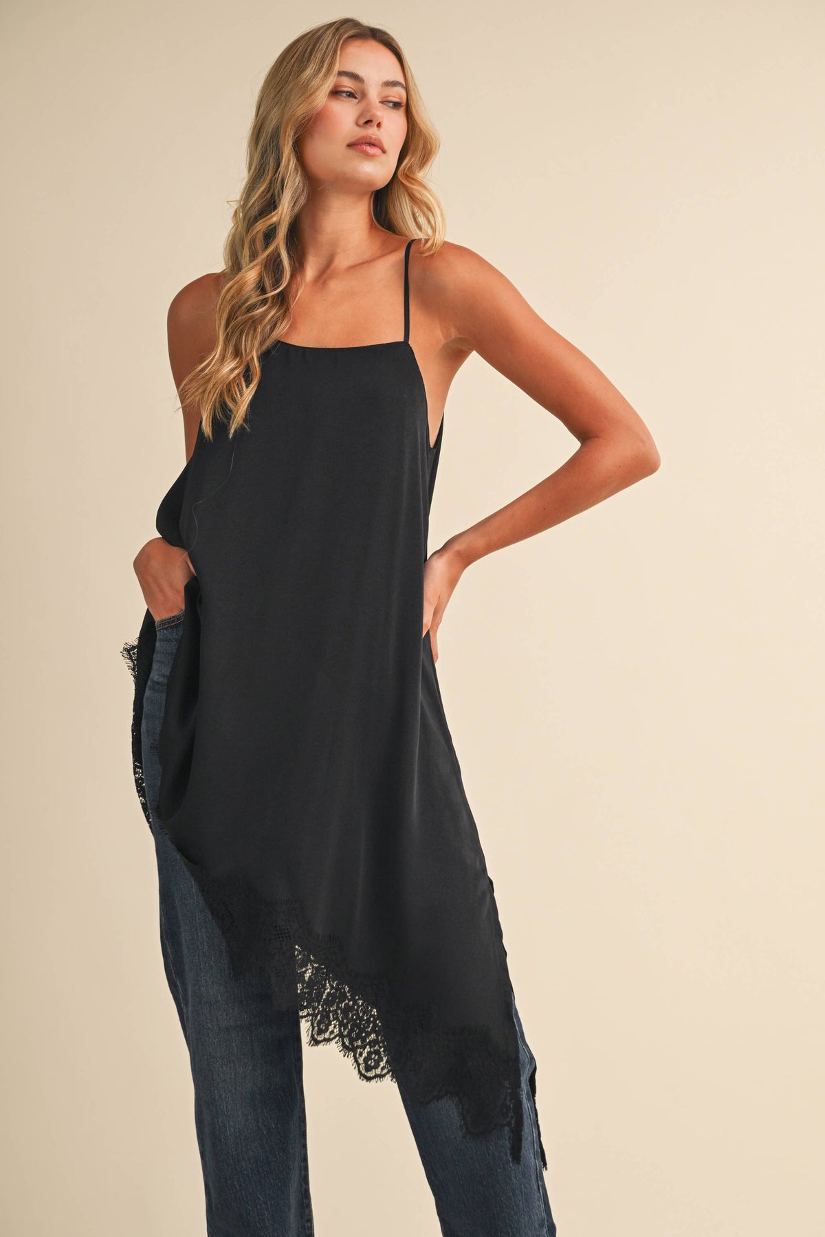 The Blaire Lace Trim Slip Dress