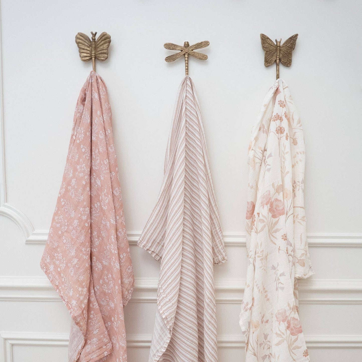 Violet Floral 100% Cotton Muslin Swaddle Blankets (Set of 3)