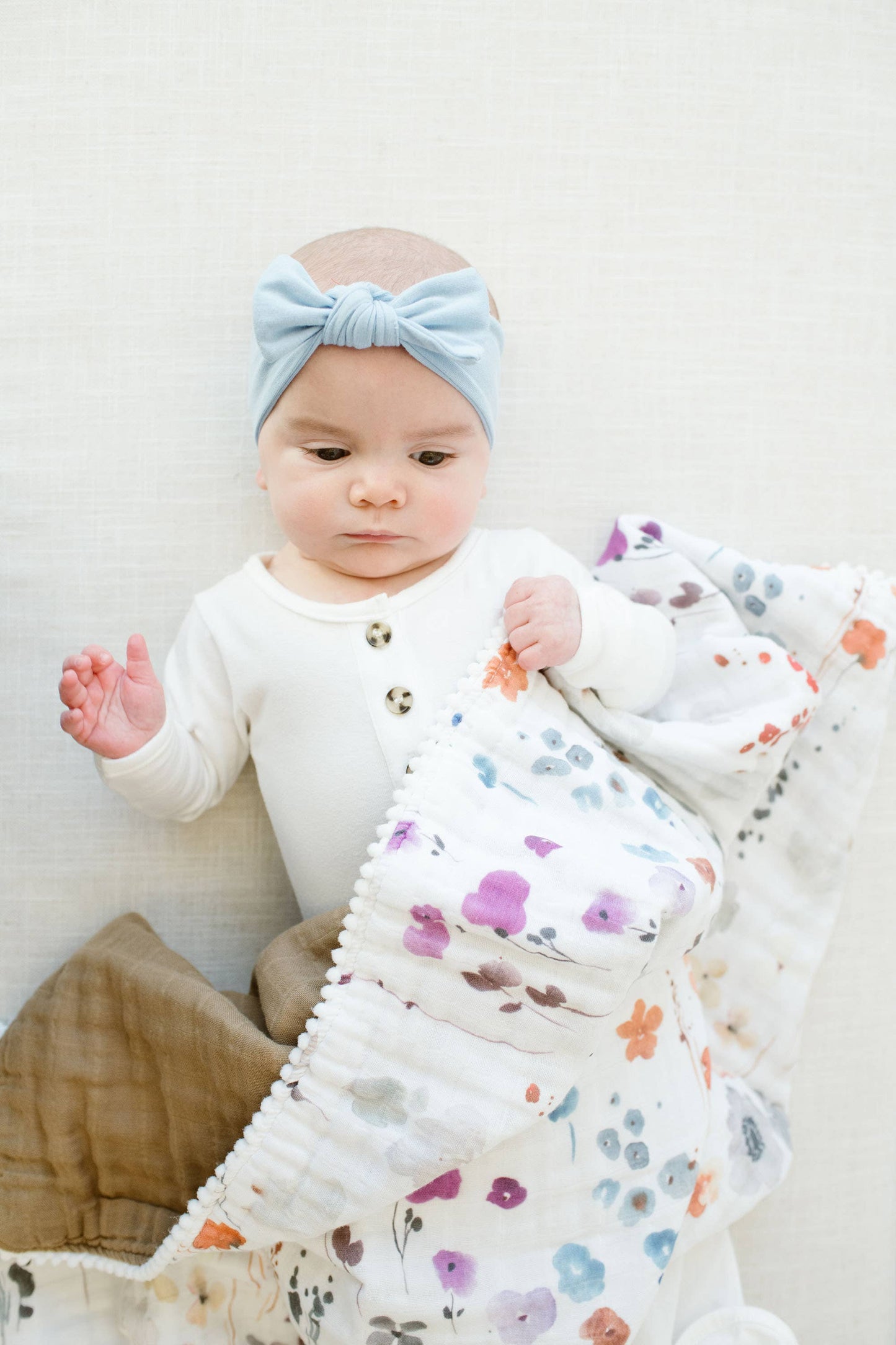 Baby Organic Cotton Bow Headband | River Blue