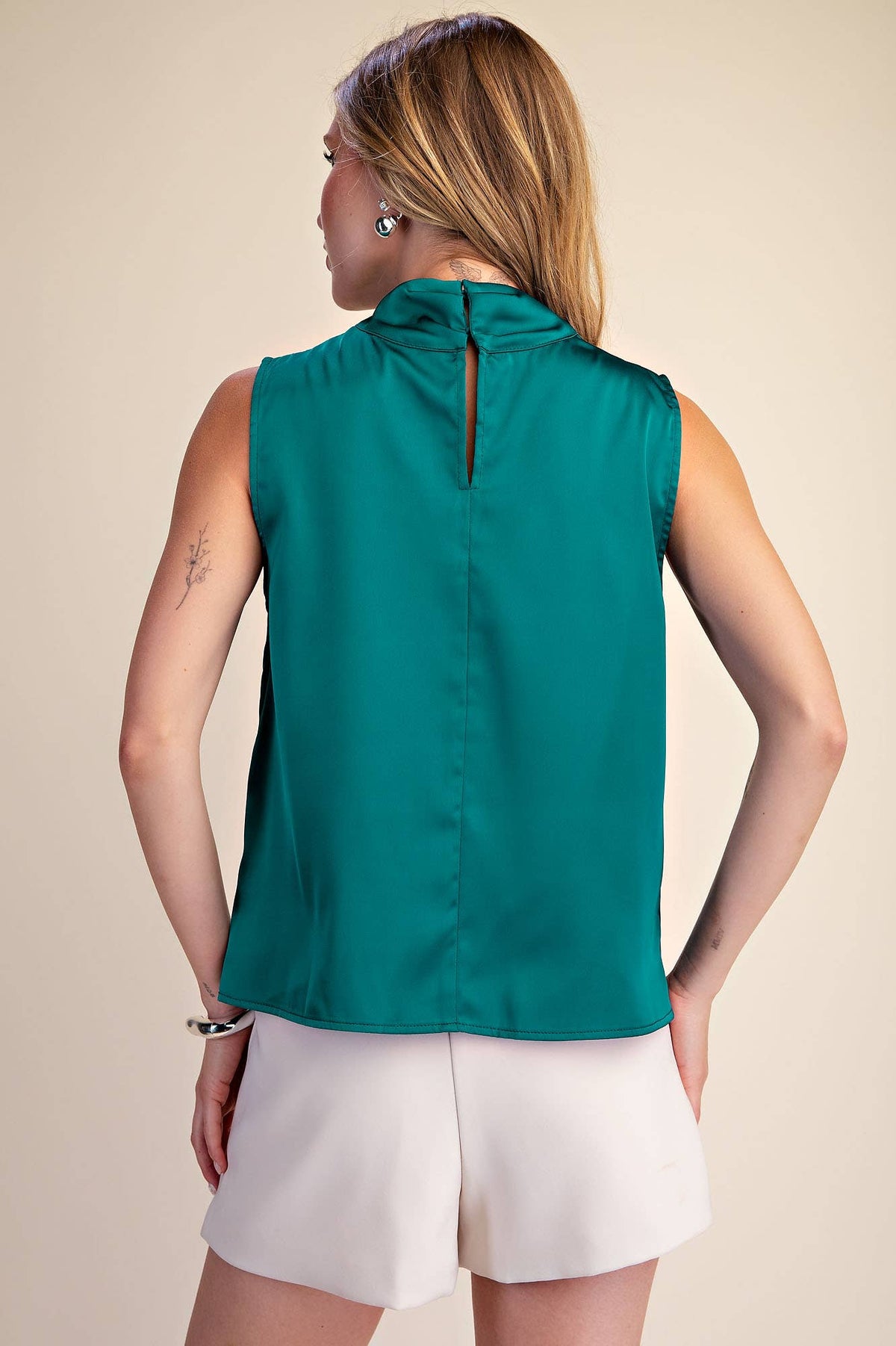 The Emery Satin Cowl Neck Top