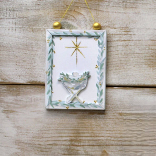 Manger with Angels Framed Ornament