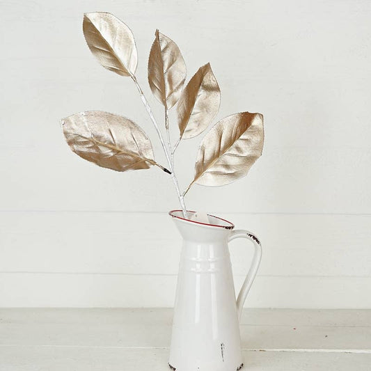 26in Metallic Magnolia Leaves Spray