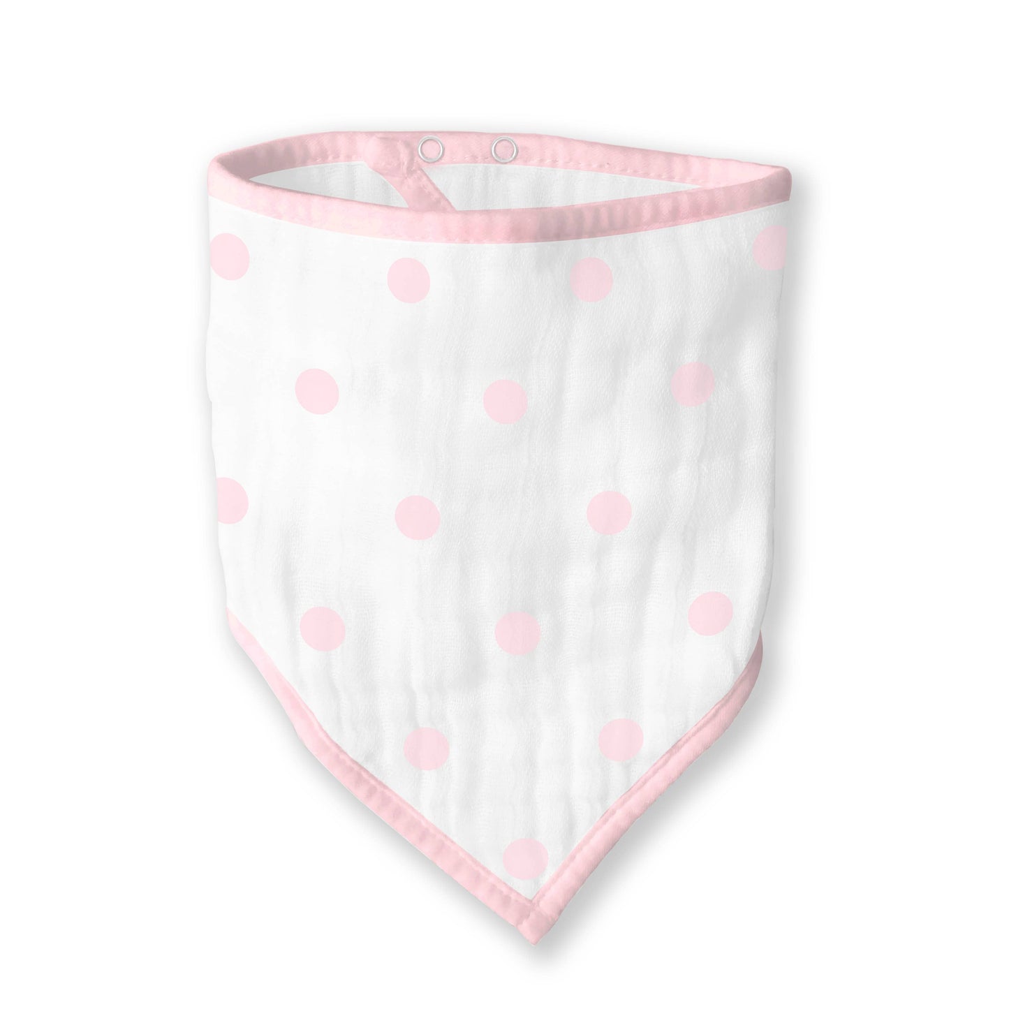 Muslin Bandana Bib, French Dots, Pastel Pink