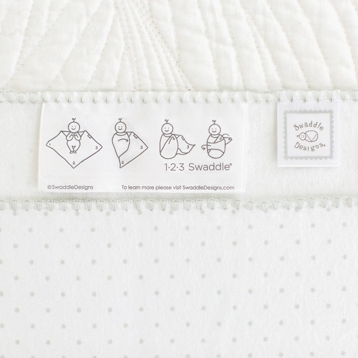 Ultimate Swaddle Blanket, White with Pastel Pink Trim