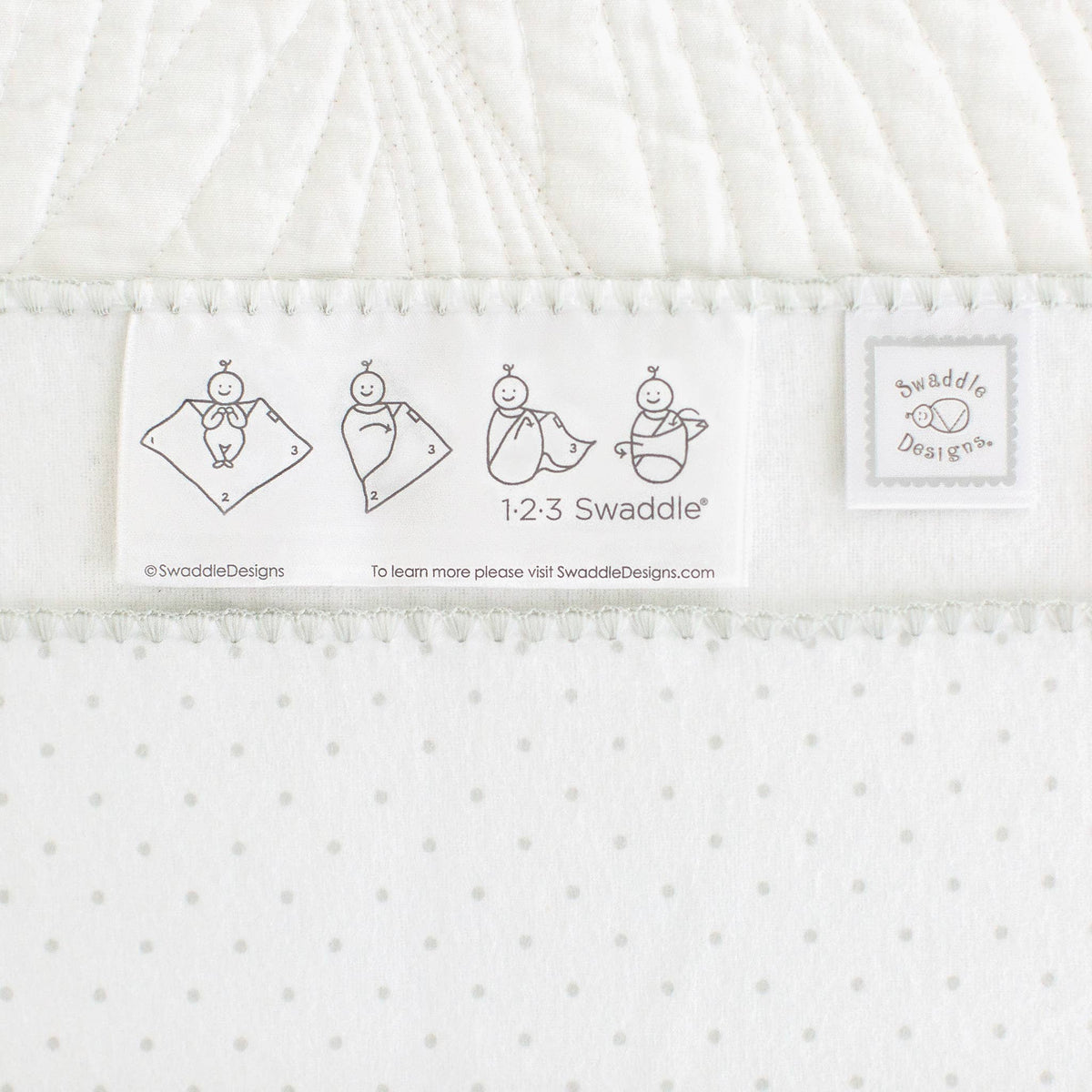 Ultimate Swaddle Blanket, White with Pastel Blue Trim