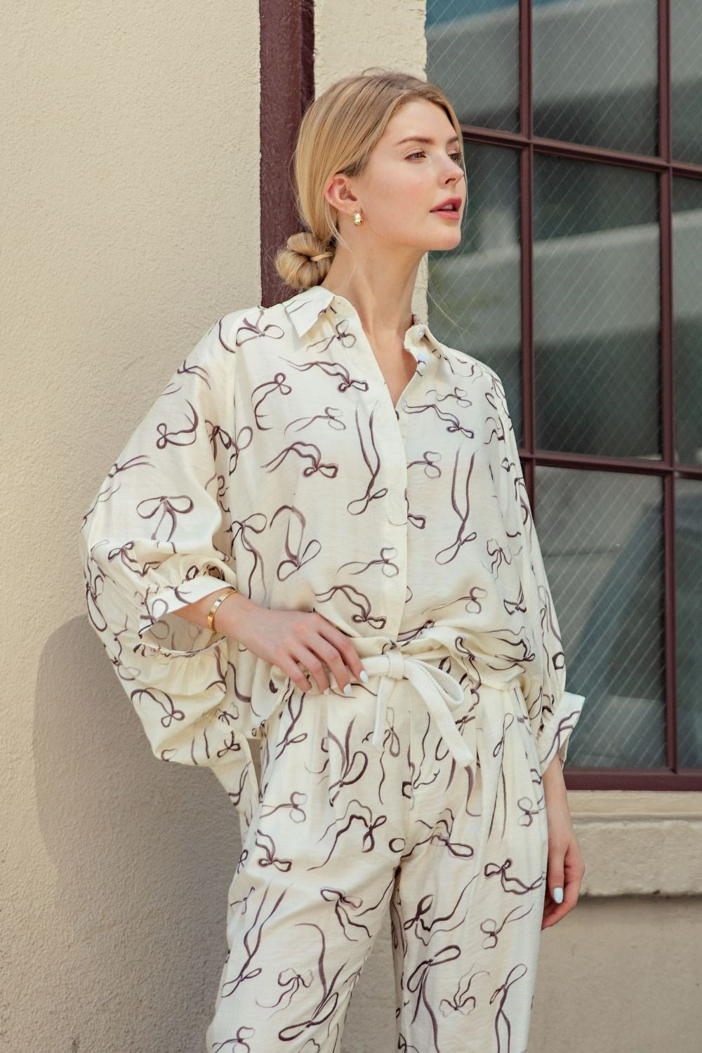 Bow Button Down Front Top