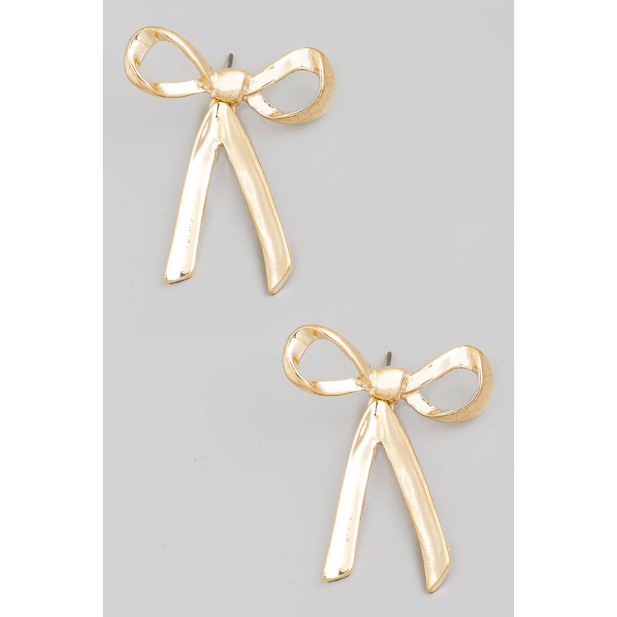 Metallic Bow Tie Ribbon Post Earrings: G