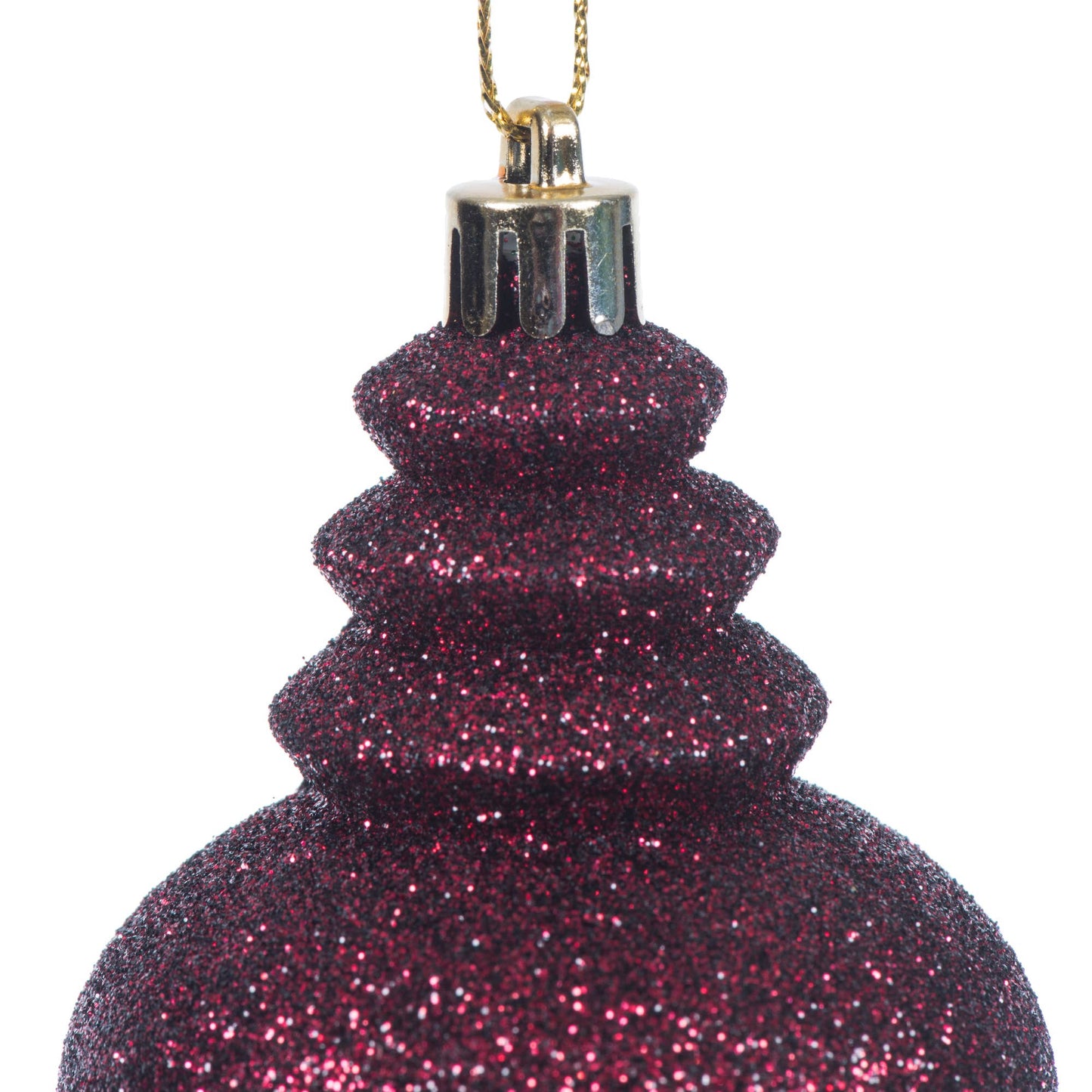 Vickerman 7" Burgundy 4-Finish Finial Ornament, 8 per Box: Burgundy, Plastic, 7"