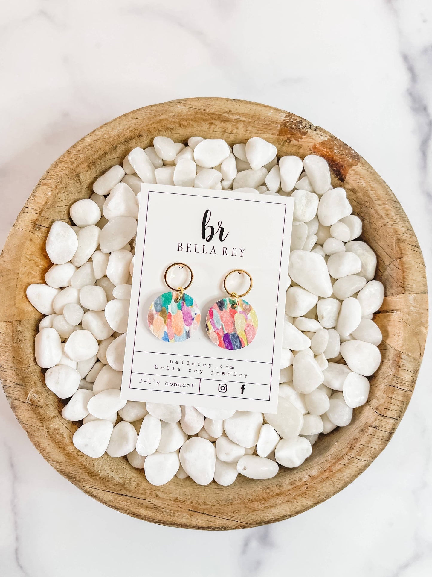 Harper mini leather earring  {confetti}