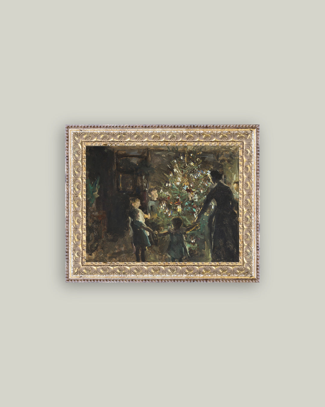Gather Around the Tree 8x10 Fancy Gold