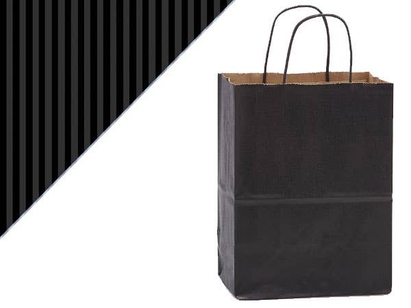 Recycled Shadow Stripe Kraft Paper Retail Shopping Bags: French Blue, 25 Pack, Vogue 16x6x13"