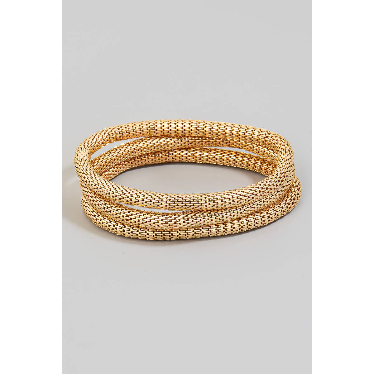 Layered Elastic Metallic Mesh Bracelet Set: SIL