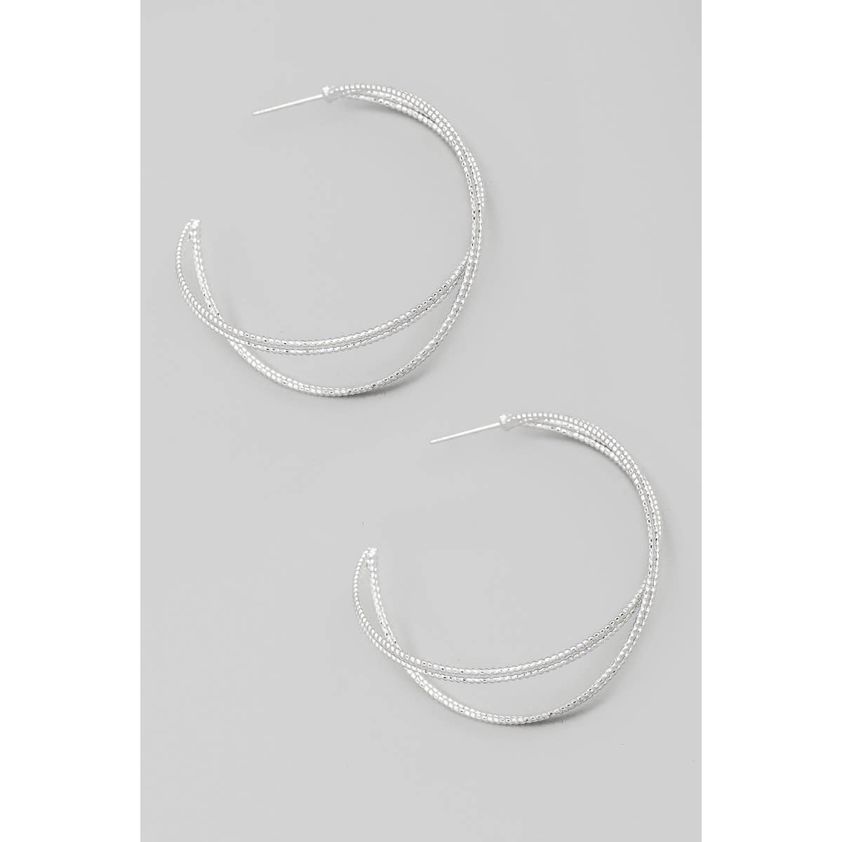 Textured Metallic Hoop Earrings: S