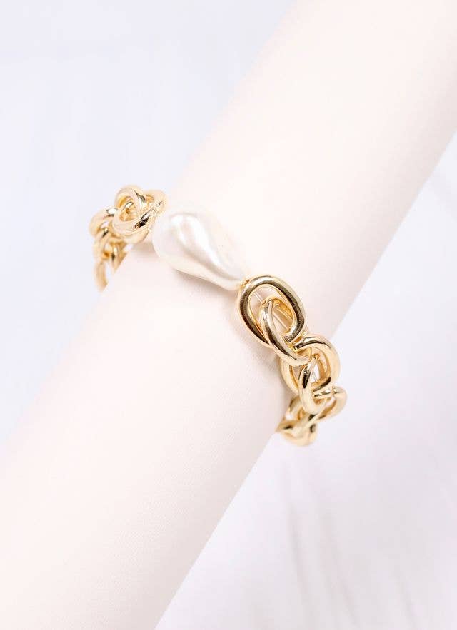 Harrie Link Bracelet with Pearl Gold