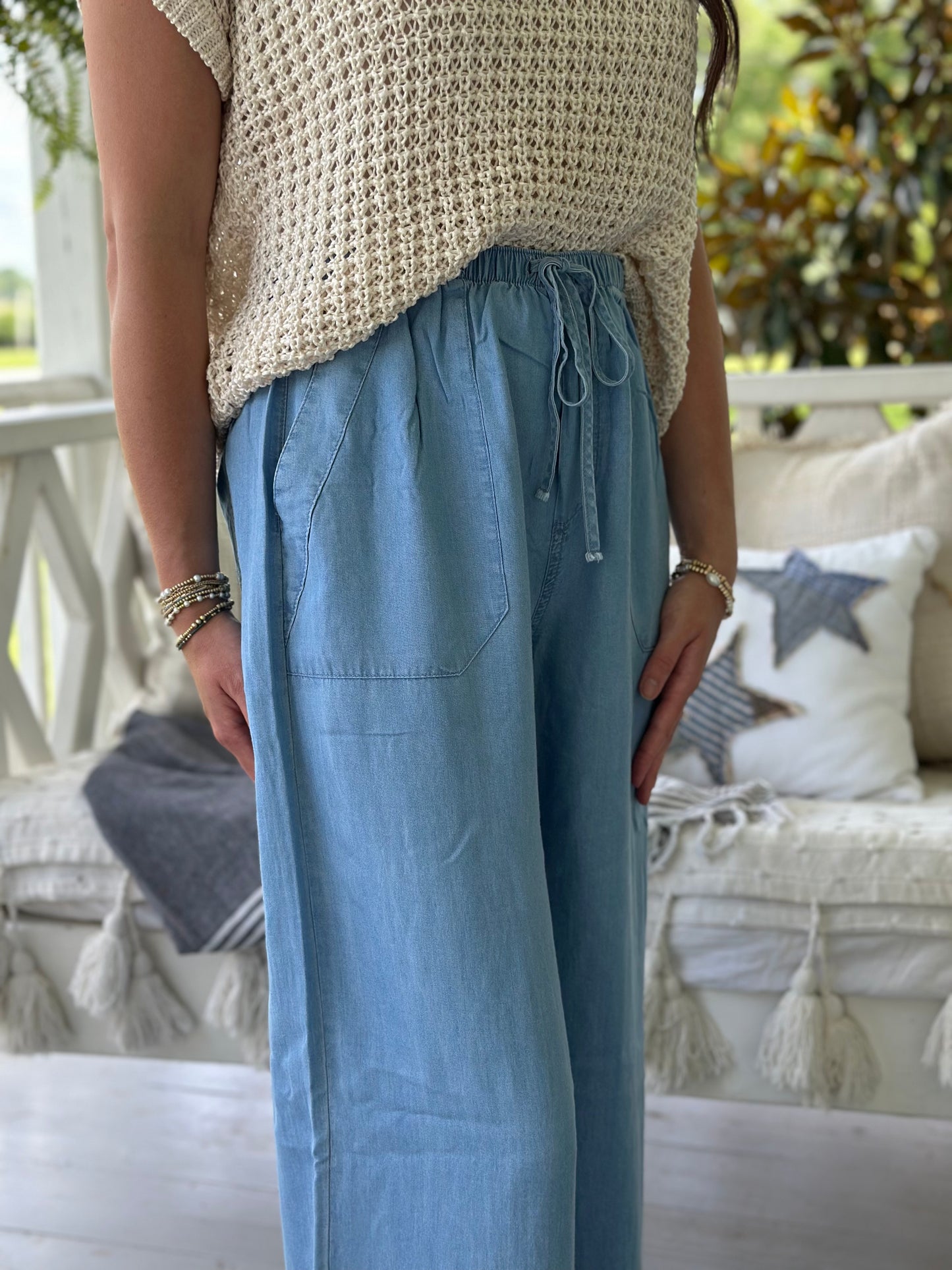Coastal Ease Chambray Pants