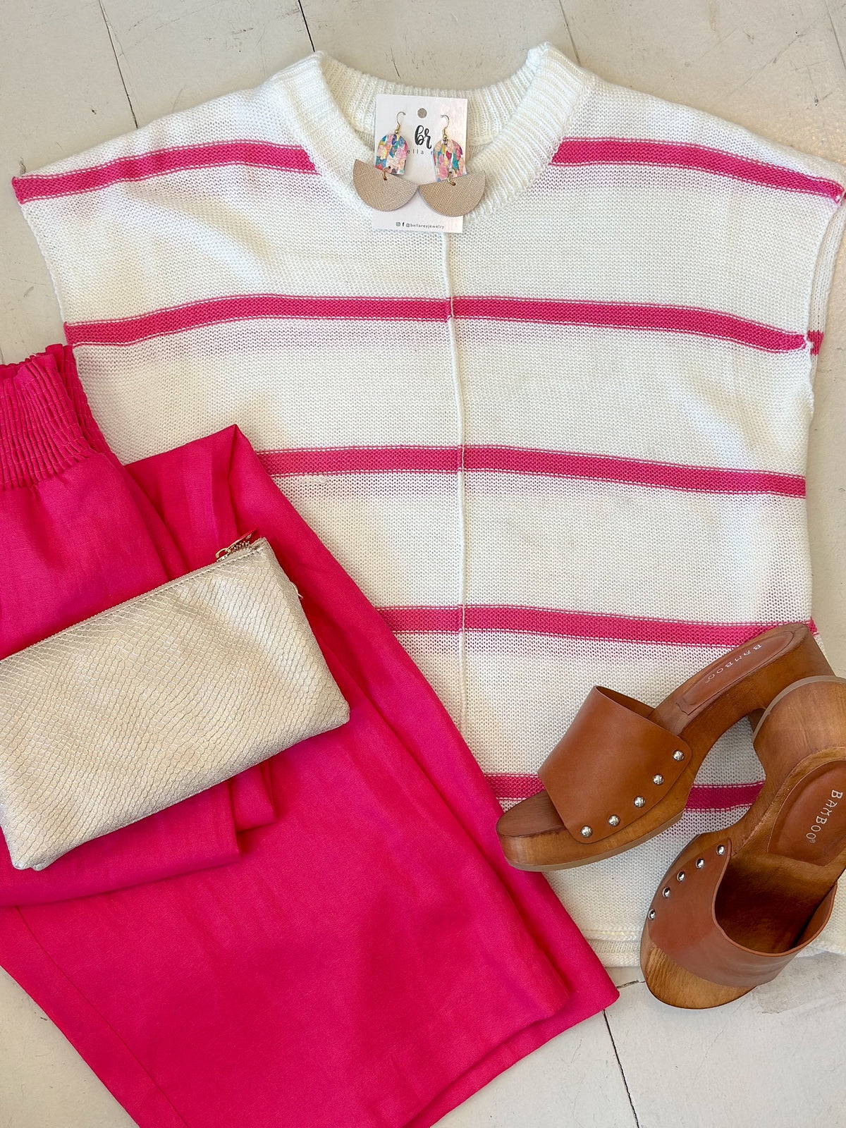 Pink & white Stripe knit top