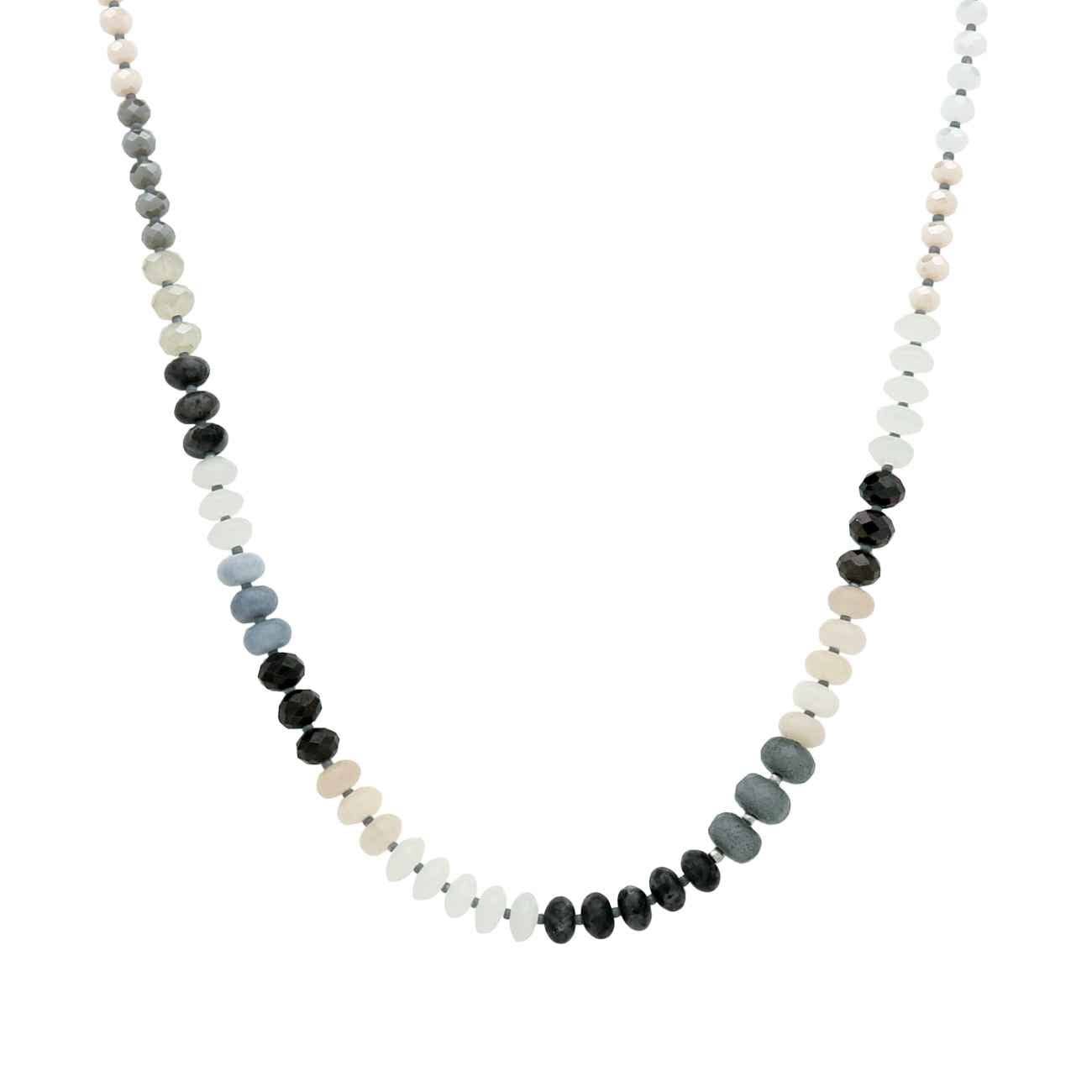 Grey Multi Crystal Beaded with 16"-18" Necklace