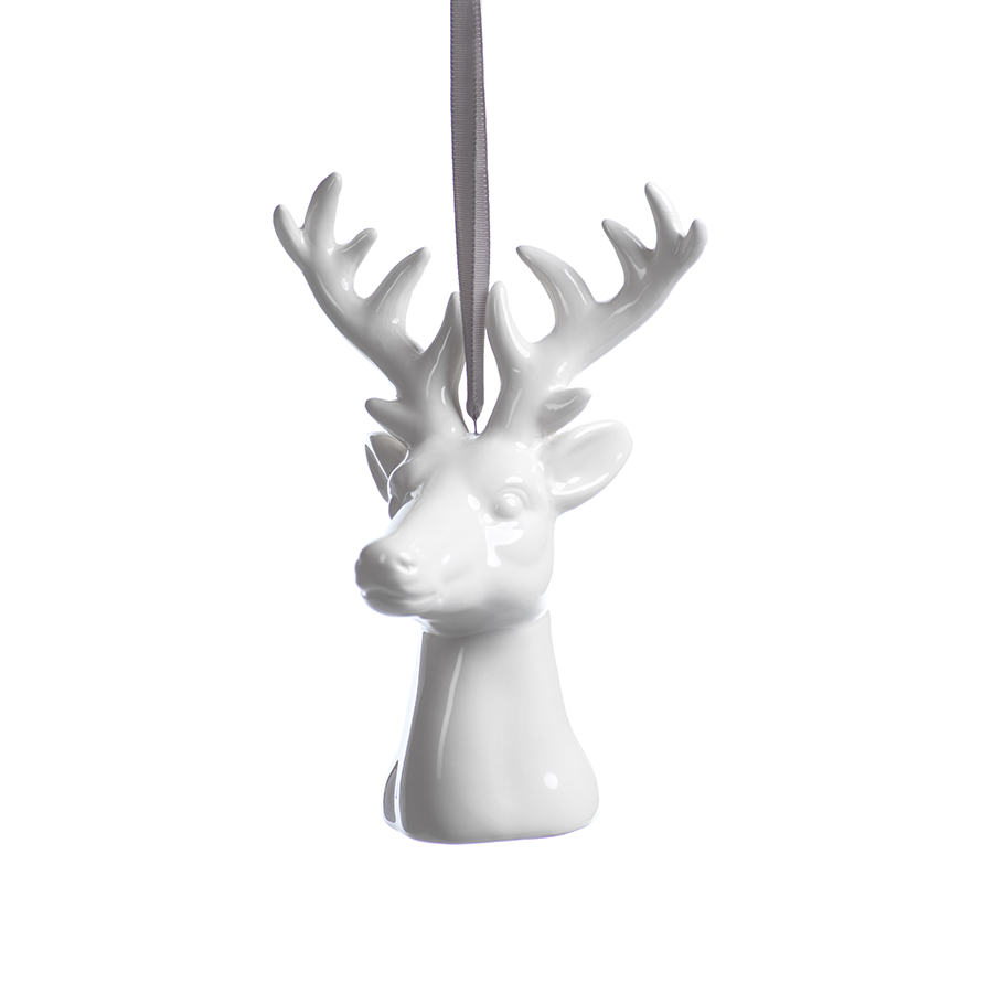 Ceramic White Reindeer Ornament