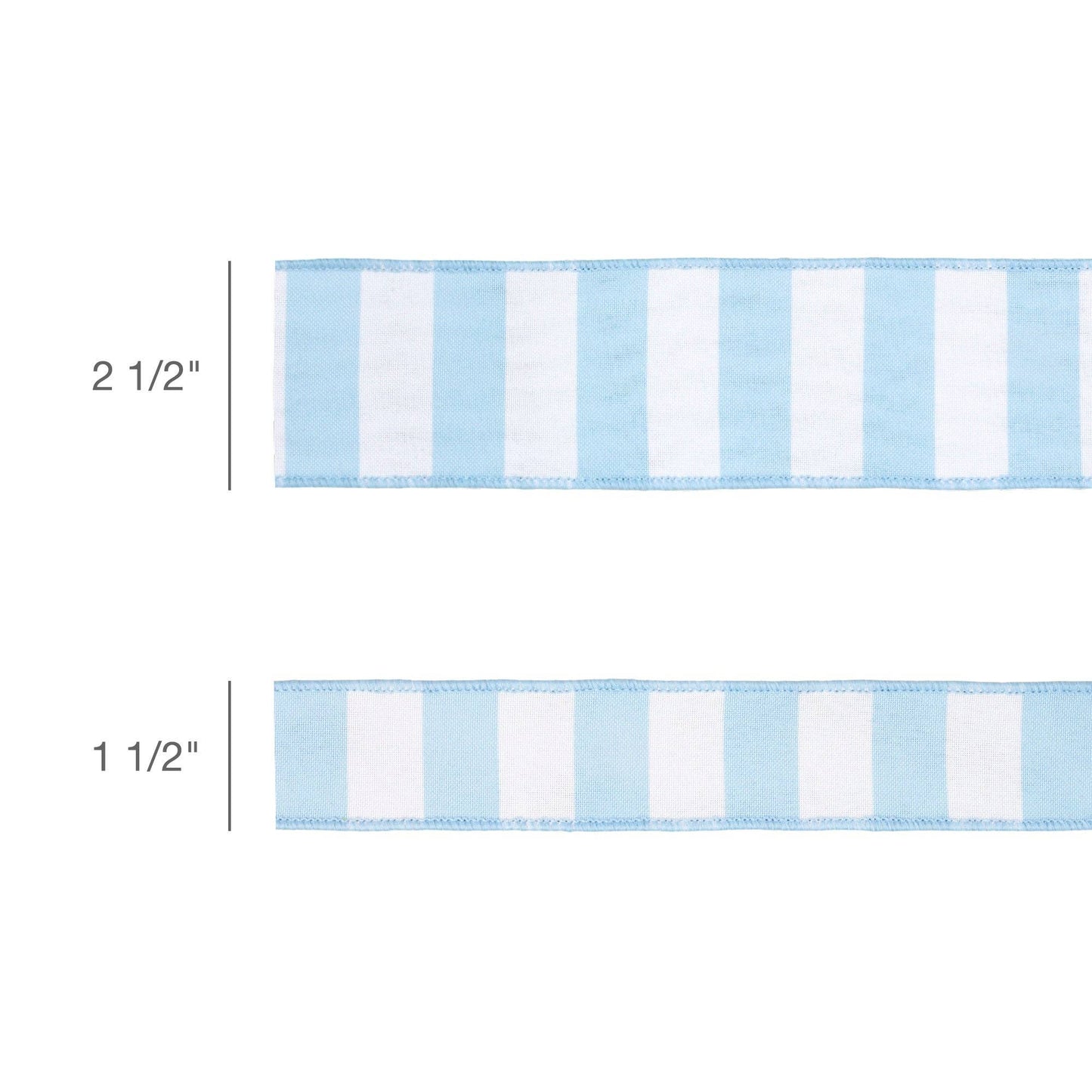 1 1/2" Wired Ribbon | Light Blue Horizontal Stripe w/ Blue Backing| 10 Yard Roll