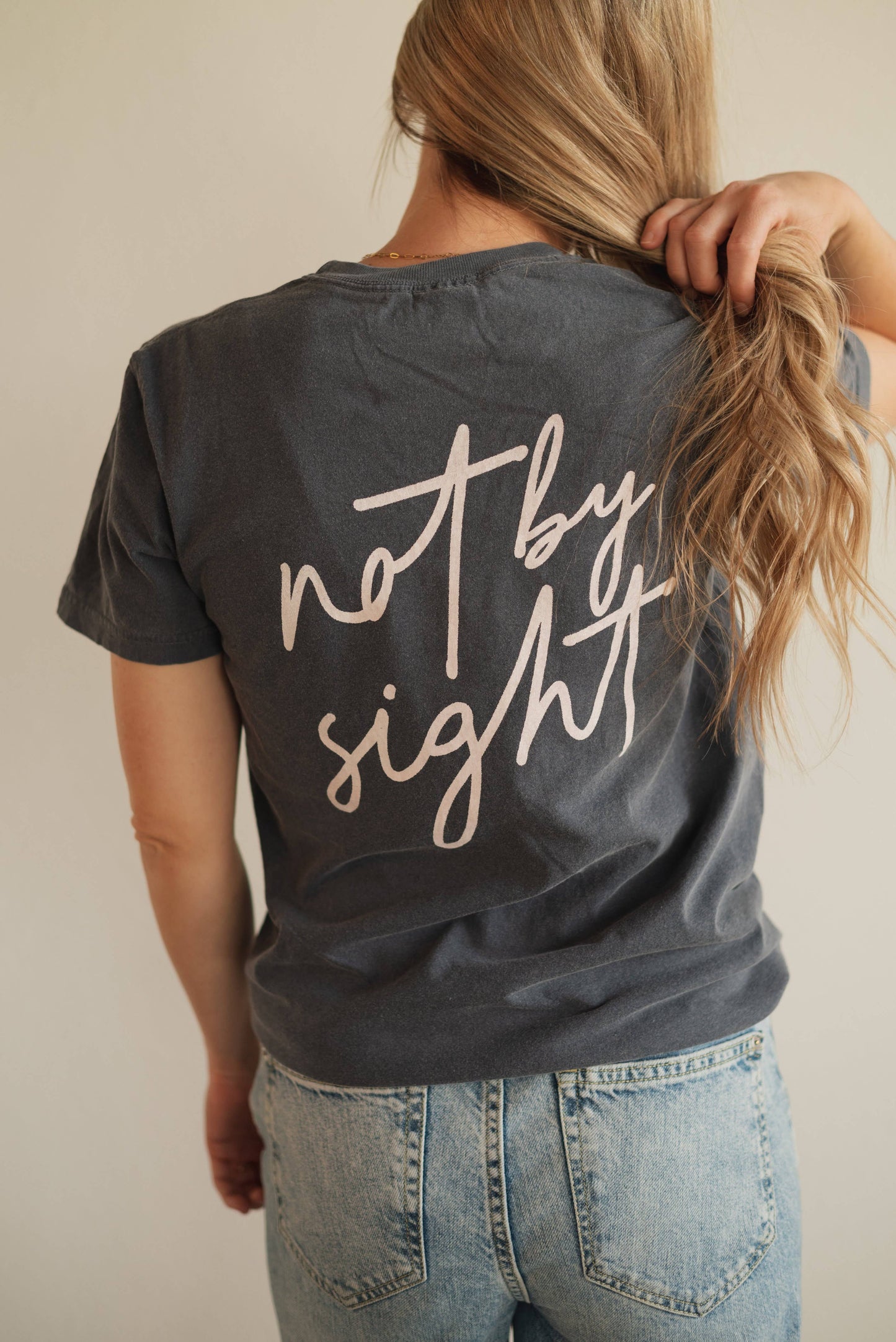 Not By Sight Tee- Navy | Christian Apparel