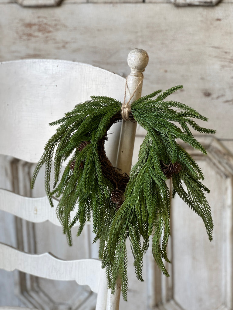 12" Mini Long Pine Hanging Wreath
