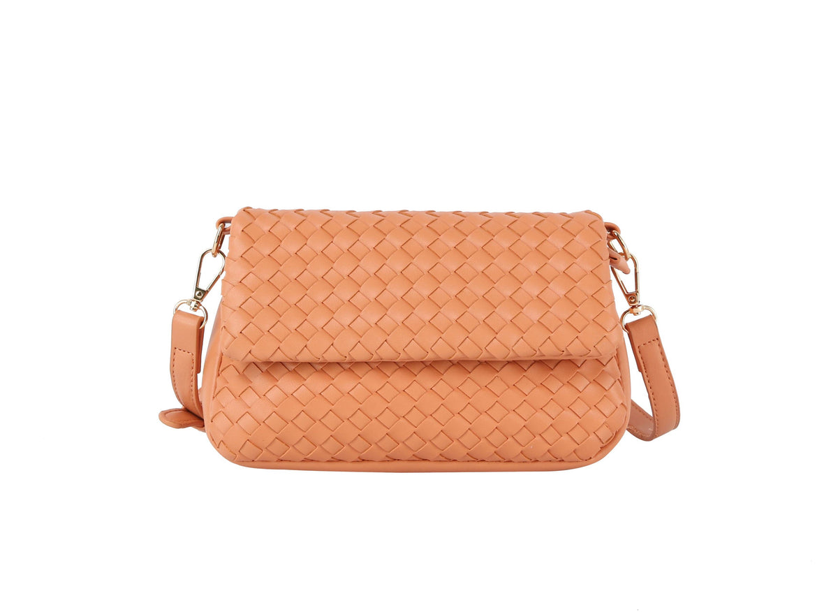 Woven flap over clutch: BEIGE