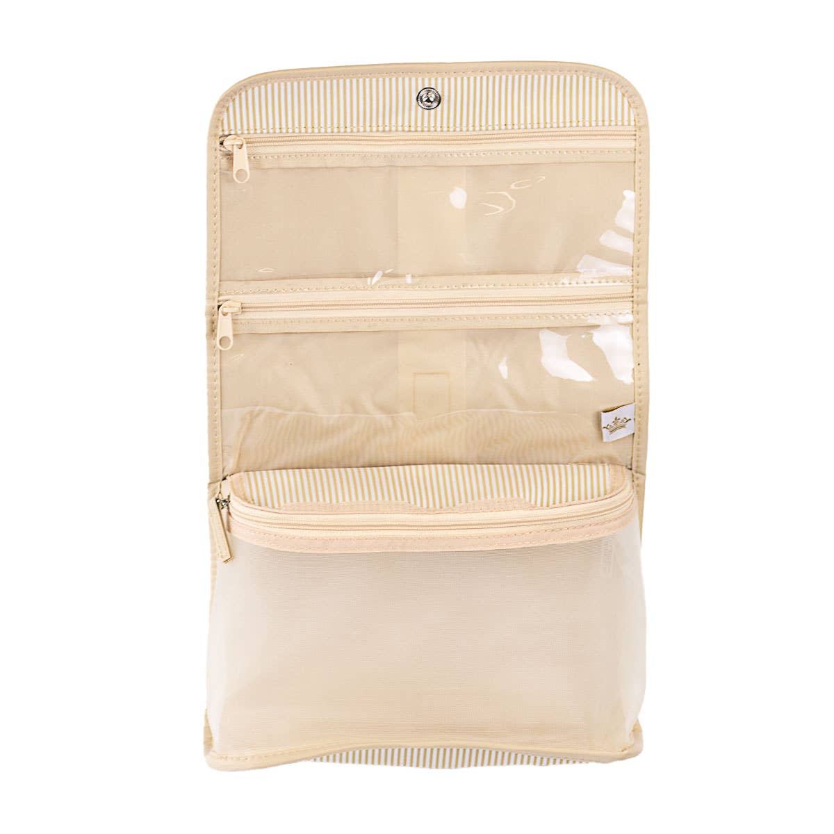 Pinstripe Travel Cosmetic-White/Shell   9.75x8x2.75