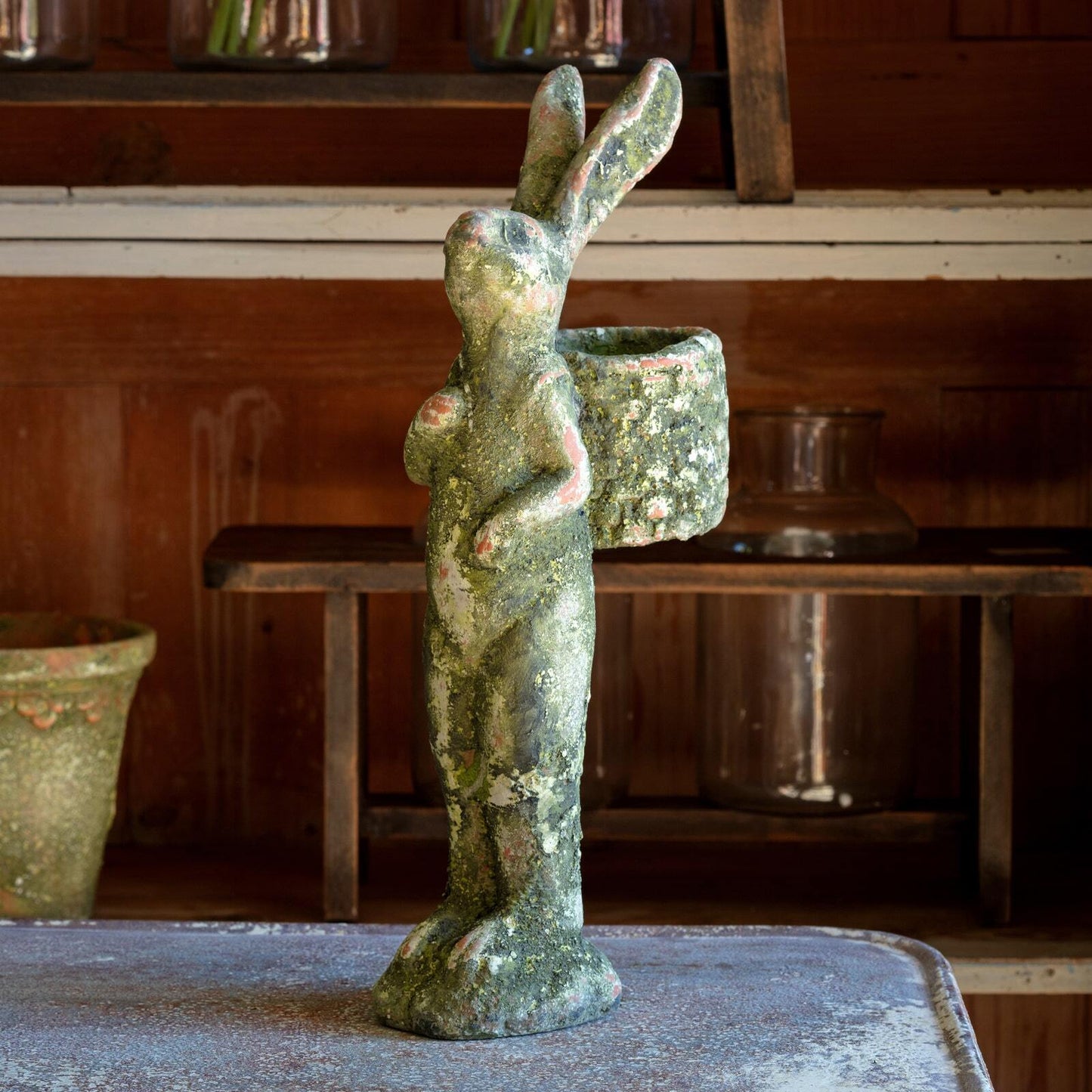 Aged Garden Gathering Rabbit