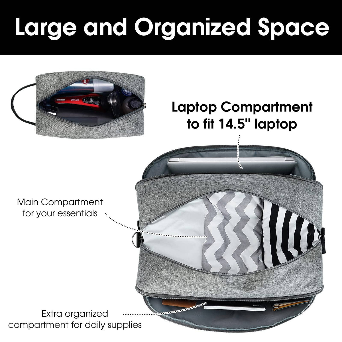 WANDF Large Carry on Canvas Duffel Bag for Travel Business: Blue Strips