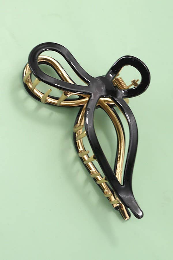 Black Jumbo Cellulose Casting Bow Hair Clip
