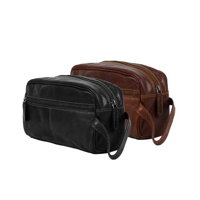 Leather Banff Toiletry Bag TB796: Brown