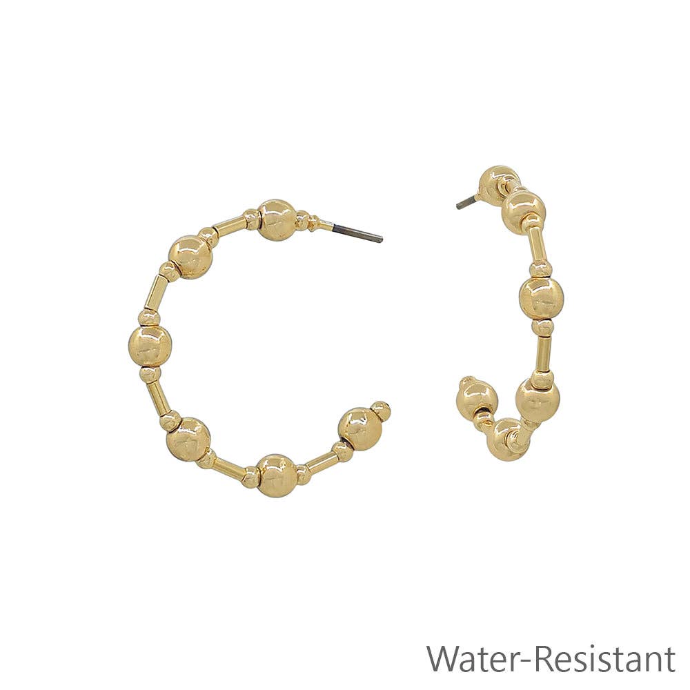 Gold Beaded with 4MM Gold Beaded 1" Hoop Earring