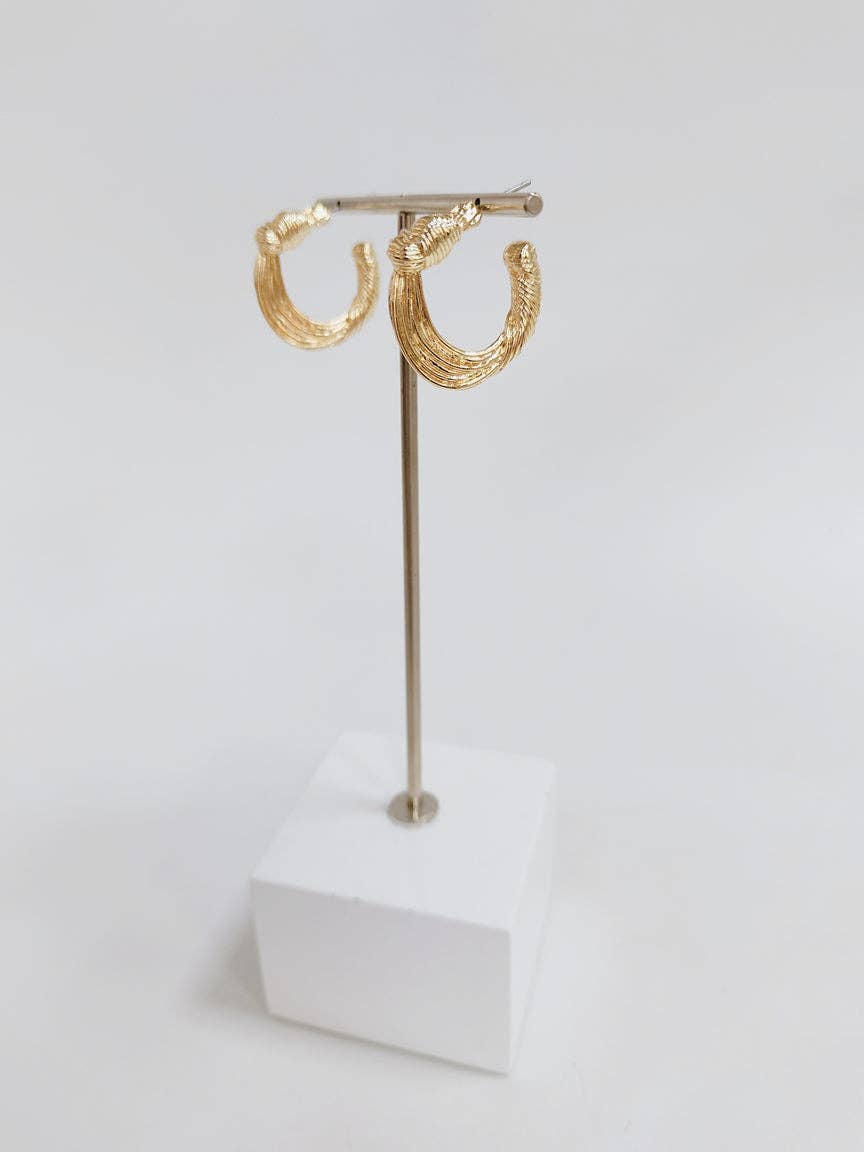 Gold Twisted 1.5" Hoop Earring