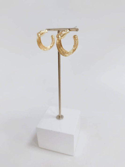 Gold Twisted 1.5" Hoop Earring