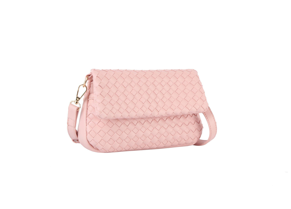 Woven flap over clutch: BEIGE