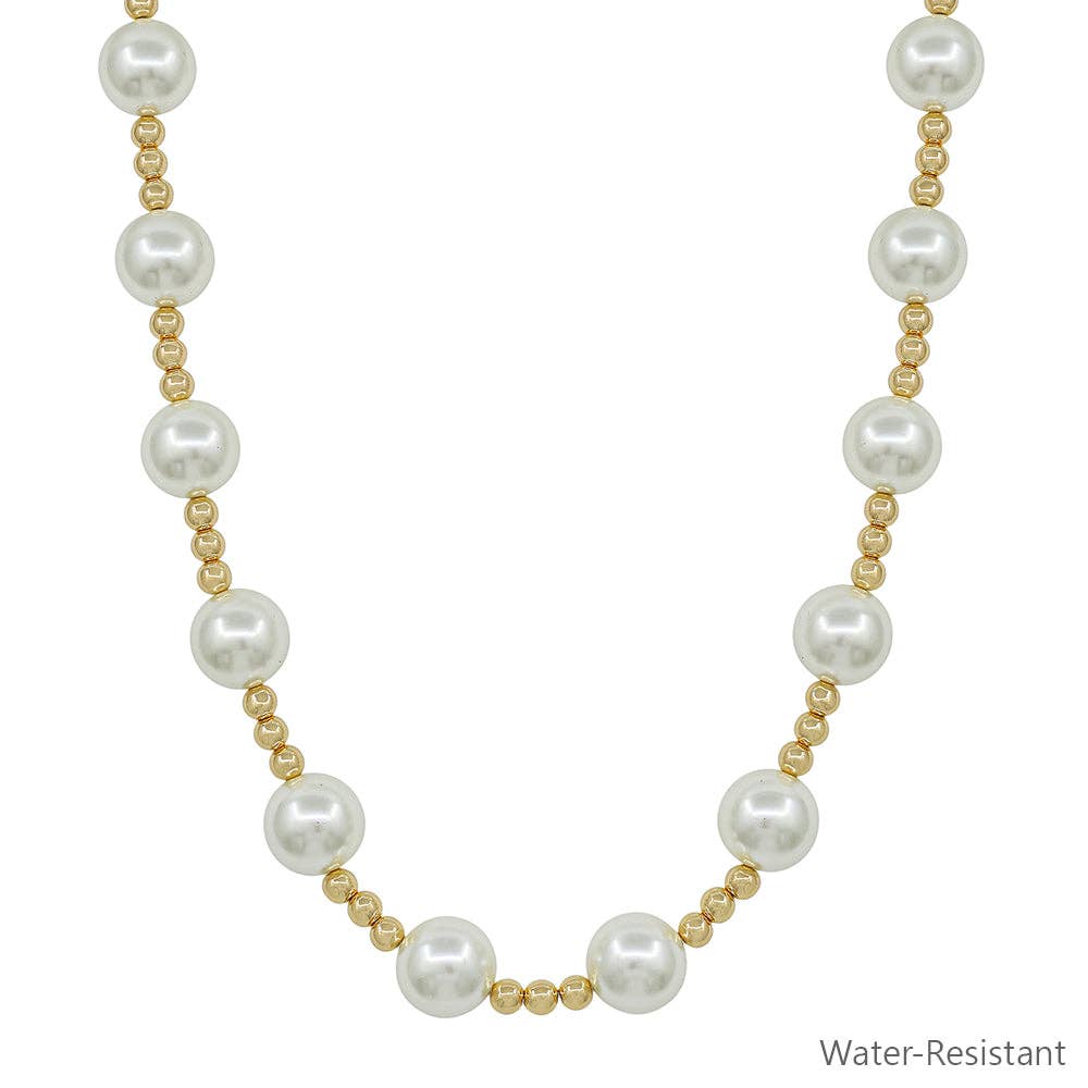 Large Pearl Beaded 14MM Ball with 5MM Beaded Chain 16"-18" Necklace
