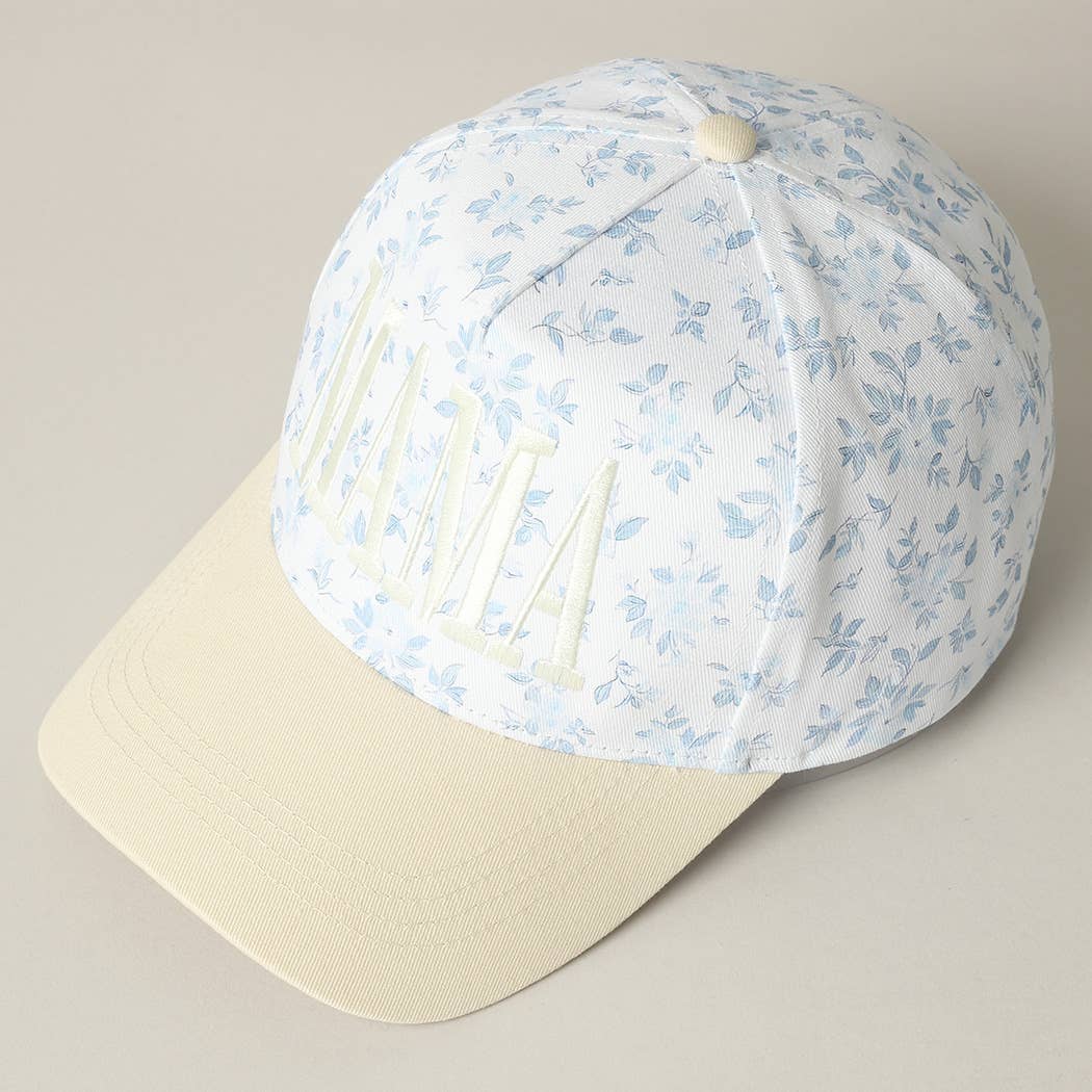 MAMA Embroidered Flower PatternTrucker Hat: WHITE/BEIGE, ONE SIZE